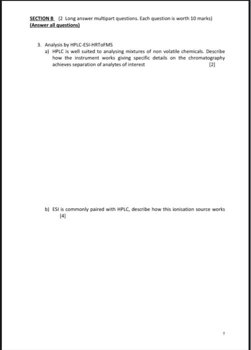 Section B 2 Long Answer Multipart Questions Each Question Is Worth 10 Marks Answer All Questions 3 Analysis By Hpl 1