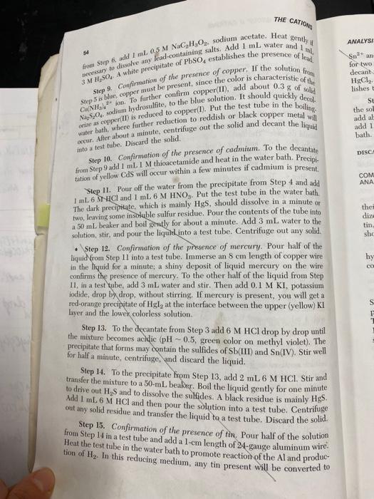 Bei Lout H S Procedure For Analysis Of Group Ii Cations 52 Wear Your Safety Glasses While Performing This Experiment 3