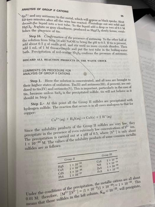 Bei Lout H S Procedure For Analysis Of Group Ii Cations 52 Wear Your Safety Glasses While Performing This Experiment 4