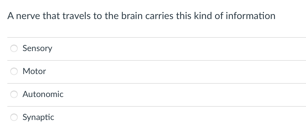 A Nerve That Travels To The Brain Carries This Kind Of Information Sensory Motor Autonomic Synaptic 1