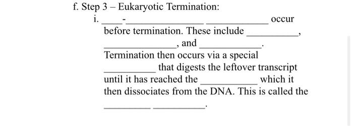 1 Fill In The Outline Noting The Major Differences In Each Step Of Transcription For Prokaryotes And Eukaryotes Word B 2