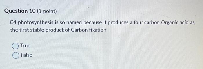 Question 1 1 Point Which Of The Following Are Raw Materials For Photosynthesis A Co2 And Starch B Hydrogen Atoms A 8
