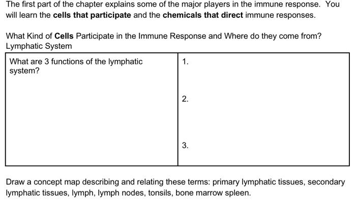 The First Part Of The Chapter Explains Some Of The Major Players In The Immune Response You Will Learn The Cells That P 1