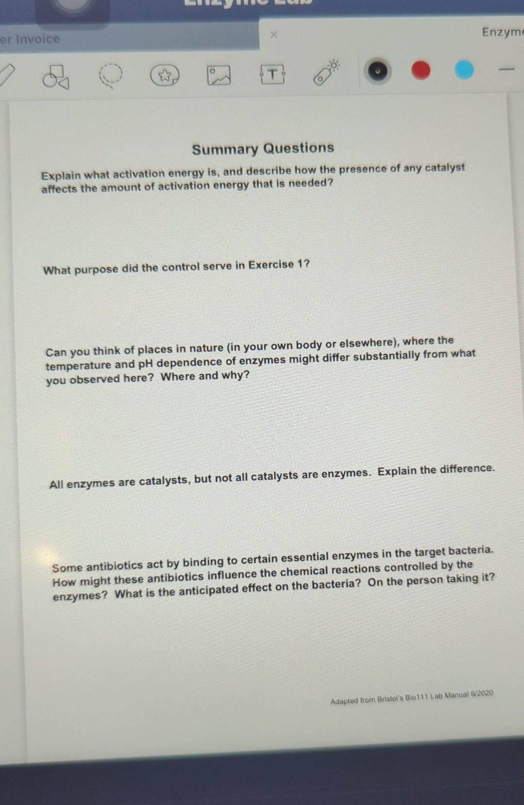 Er Invoice X T O Summary Questions Explain What Activation Energy Is And Describe How The Presence Of Any Catalyst Affe 1