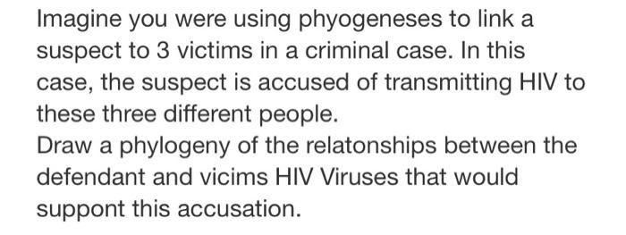 Imagine You Were Using Phyogeneses To Link A Suspect To 3 Victims In A Criminal Case In This Case The Suspect Is Accus 1