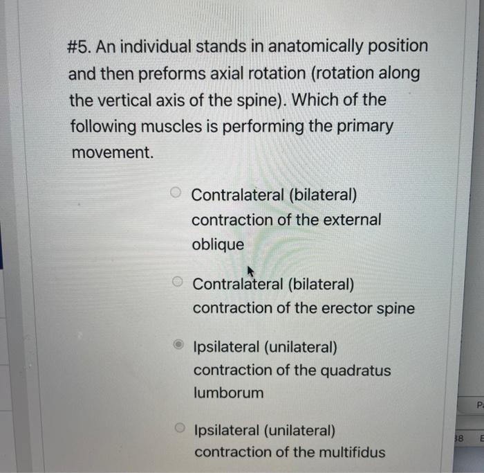 4 If An Individual Stands In Anatomical Position And Then Laterally Flexes The Trunk Which Muscle Is The Primary Agon 2
