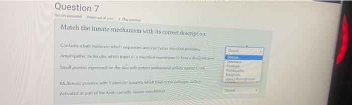 Question 7 Match The Innate Mechanism With Its Correct Description Contains A Bait Molecule Which Sequesters And Inacti 1