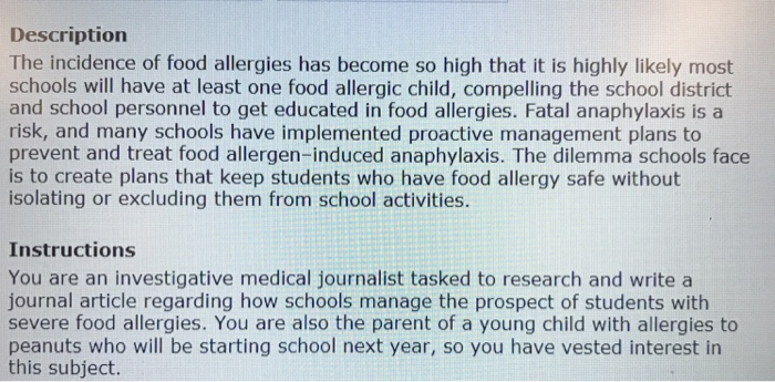 Description The Incidence Of Food Allergies Has Become So High That It Is Highly Likely Most Schools Will Have At Least 1