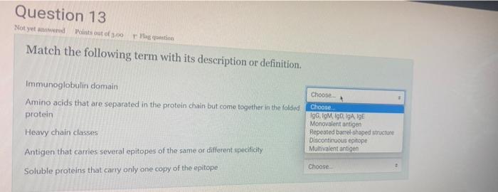 Question 13 Not Yet Answered Points Out Of 3 00 R Hag Question Match The Following Term With Its Description Or Definiti 1