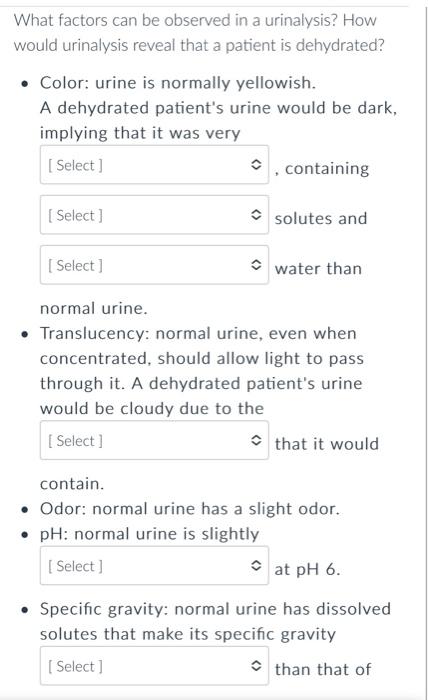 Please Help 1 Concentrated Oxidizes 2 More Less 3 More Less 4 Ions And Urea Crystals Proteins And Blood Cells 5 Alkal 2