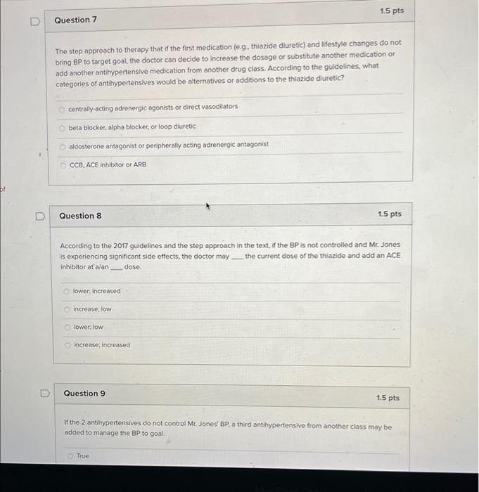 Of U Question 5 Mr Jones Is Started On A Thiazide Diuretic What Education Do You Give Him About Keeping Potassium At A 3