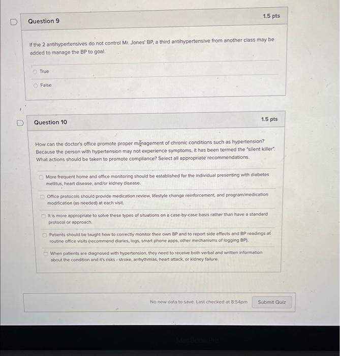 Of U Question 5 Mr Jones Is Started On A Thiazide Diuretic What Education Do You Give Him About Keeping Potassium At A 4
