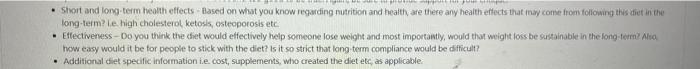 Short And Long Term Health Effects Based On What You Know Regarding Nutrition And Health Are There Any Health Effects T 1