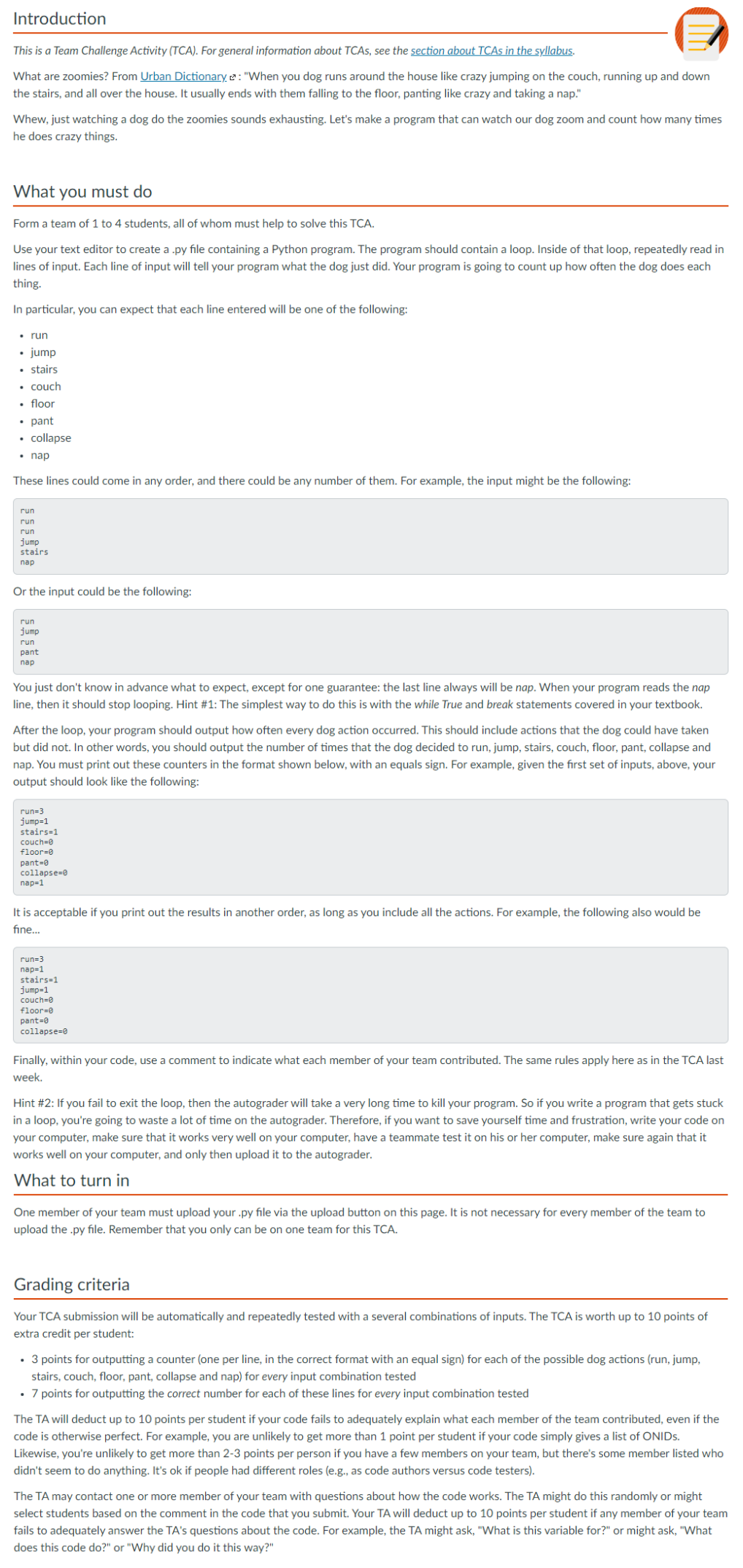 Introduction This Is A Team Challenge Activity Tca For General Information About Tcas See The Section About Tcas In 1