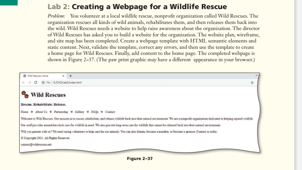 Lab 2 Creating A Webpage For A Wildlife Rescue Problem You Volunteer At A Local Wildlife Rescue Nonprofit Organizatio 1