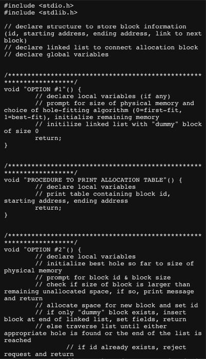 Objective To Simulate Memory Allocation With Hole Fitting Algorithms First Fit Best Fit And Implement Deallocation A 5