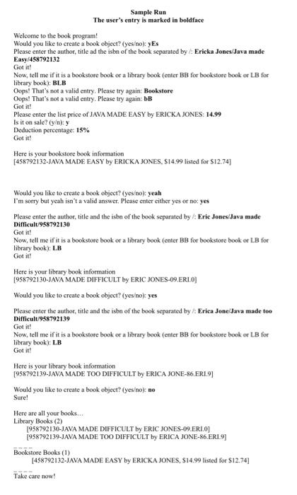 Hw 3 This Hw Is A Continuation Of Hw2 The Goal Of This Coding Exercise Is To Create Two Classes Bookstorebook And Lib 2