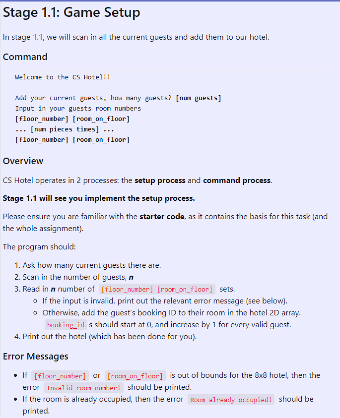 Original Code Https Cgi Cse Unsw Edu Au Cs1511 22t2 Activities Cs Hotel Cs Hotel C 1
