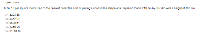 Question At 7 13 Per Square Metre Find To The Nearest Dollar The Cost Of Paving A Court In The Shape Of A Trapezoid Th 1