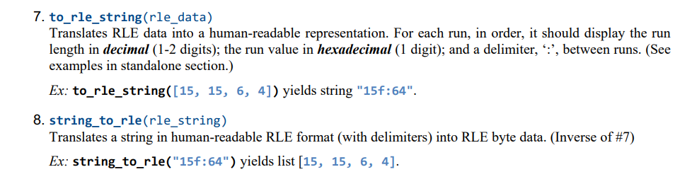 7 To Rle String Rle Data Translates Rle Data Into A Human Readable Representation For Each Run In Order It Should D 1