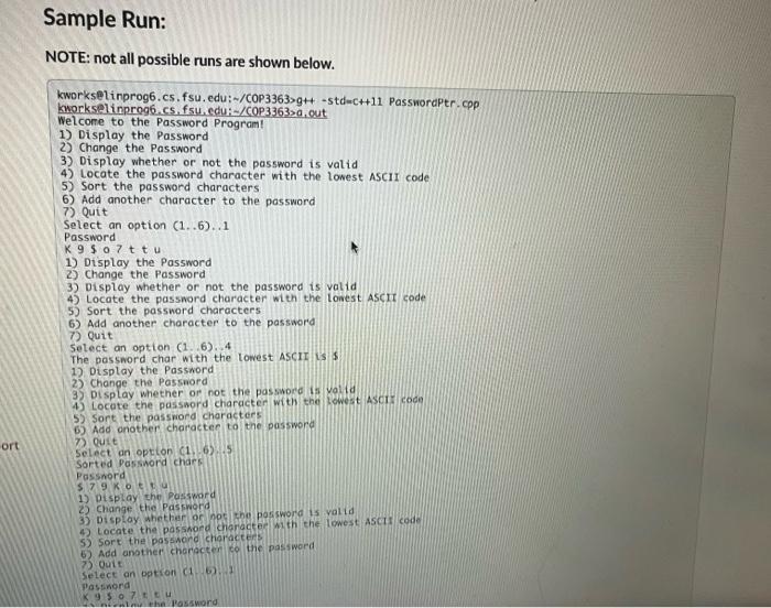 Ort Sample Run Note Not All Possible Runs Are Shown Below Kworks Linprog6 Cs Fsu Edu Cop3363 G Std C 11 Passwor 2