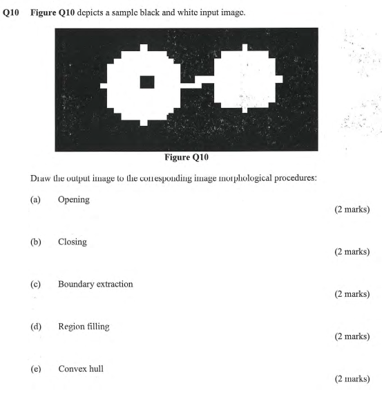 Q10 Figure Q10 Depicts A Sample Black And White Input Image Figure Q10 Draw The Output Image To The Coresponding Image 1