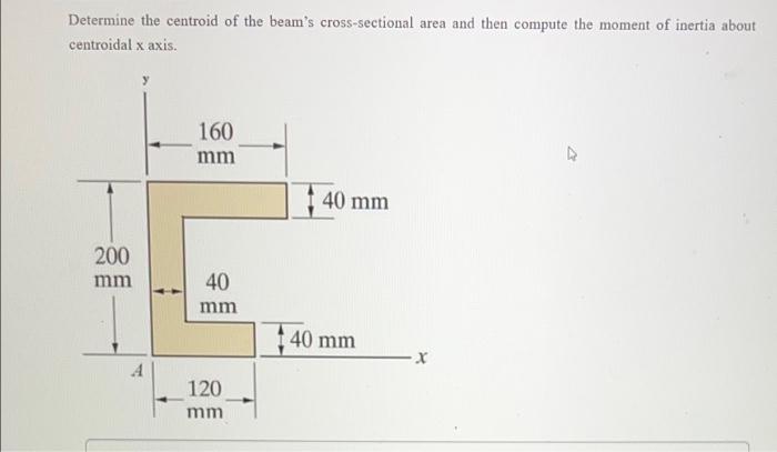 Determine The Centroid Of The Beam S Cross Sectional Area And Then Compute The Moment Of Inertia About Centroidal X Axis 1