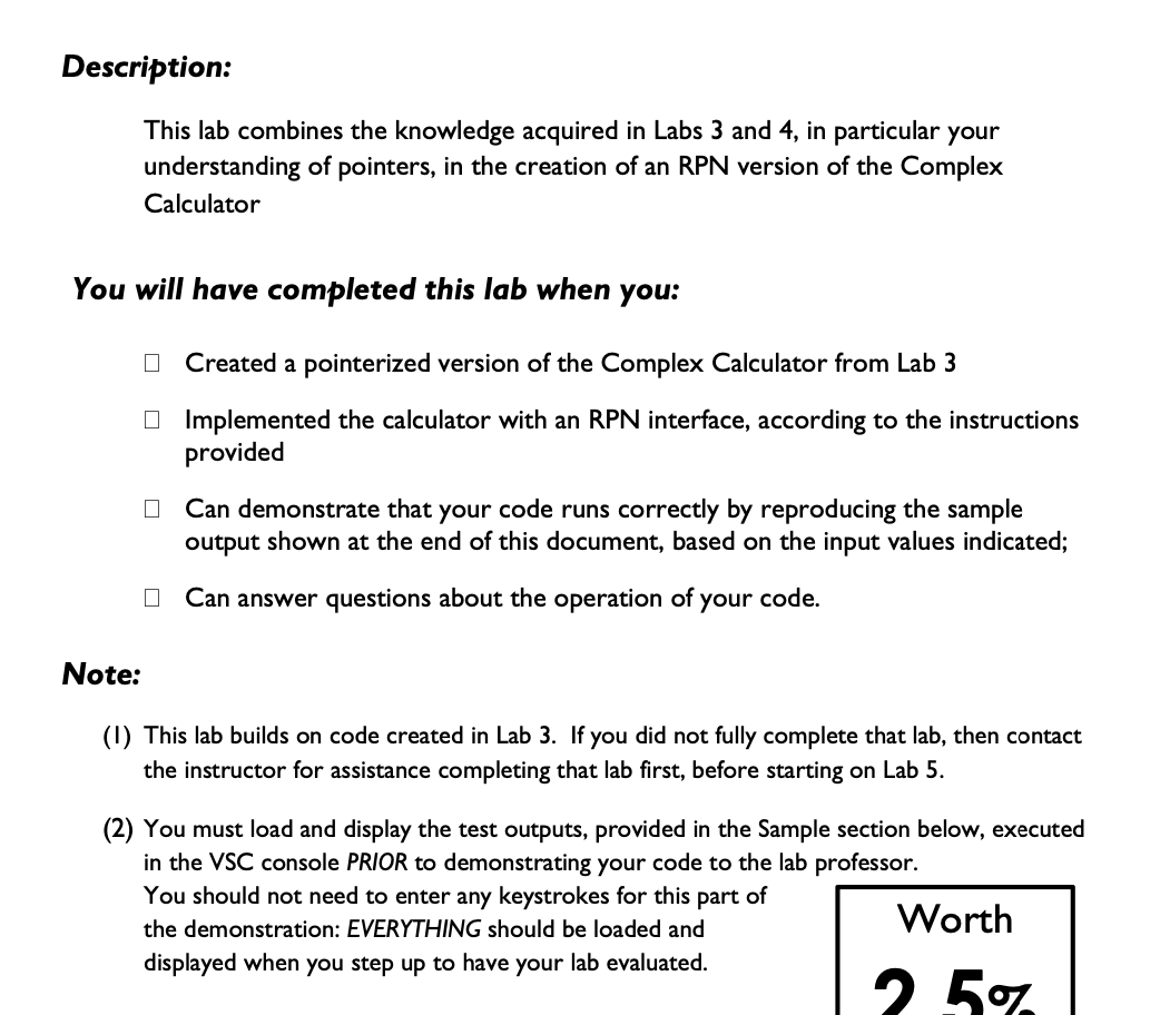 Description This Lab Combines The Knowledge Acquired In Labs 3 And 4 In Particular Your Understanding Of Pointers In 1