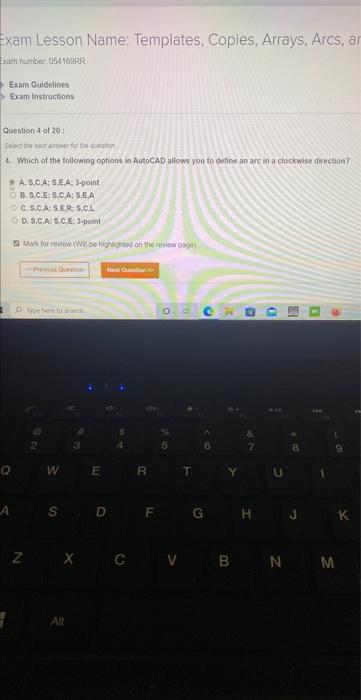 Exam Lesson Name Templates Copies Arrays Arcs An Exam Number 054160rr Exam Guidelines Exam Instructions Question 4 1
