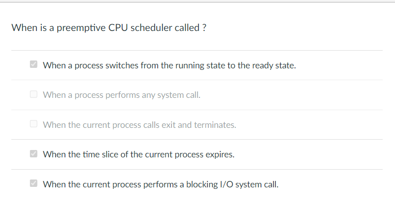When Is A Preemptive Cpu Scheduler Called When A Process Switches From The Running State To The Ready State When A Pro 1