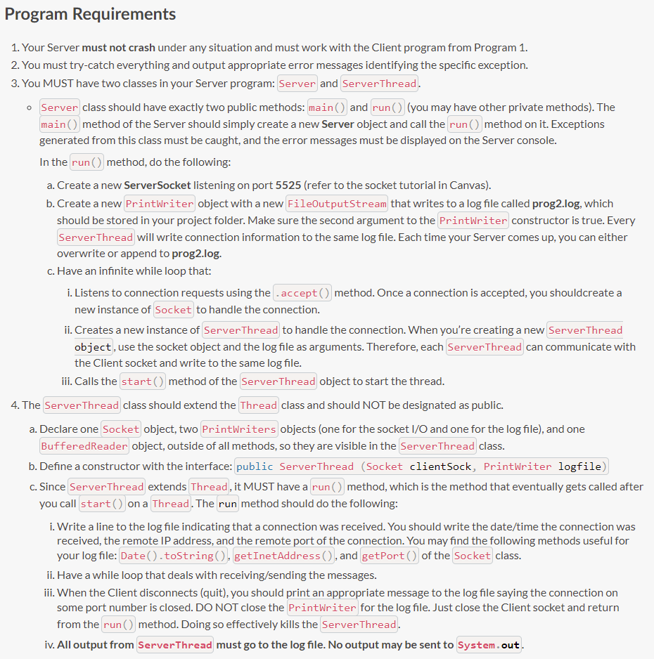Write A Multi Threaded Server Program To Handle Requests From Multiple Client Programs The Objective Is To Learn How To 1