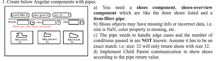 1 Create Below Angular Components With Pipes Brand Nike X Color Green X Brand Color There Are Other Filters Not Li 1