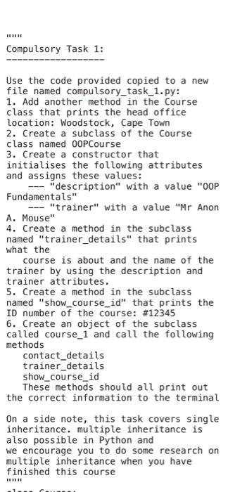 21 12 L1t28 Intr Eritance Pdf Compulsory Task 1 In This Task We Re Going To Be Demonstrating Your Understanding Of 2