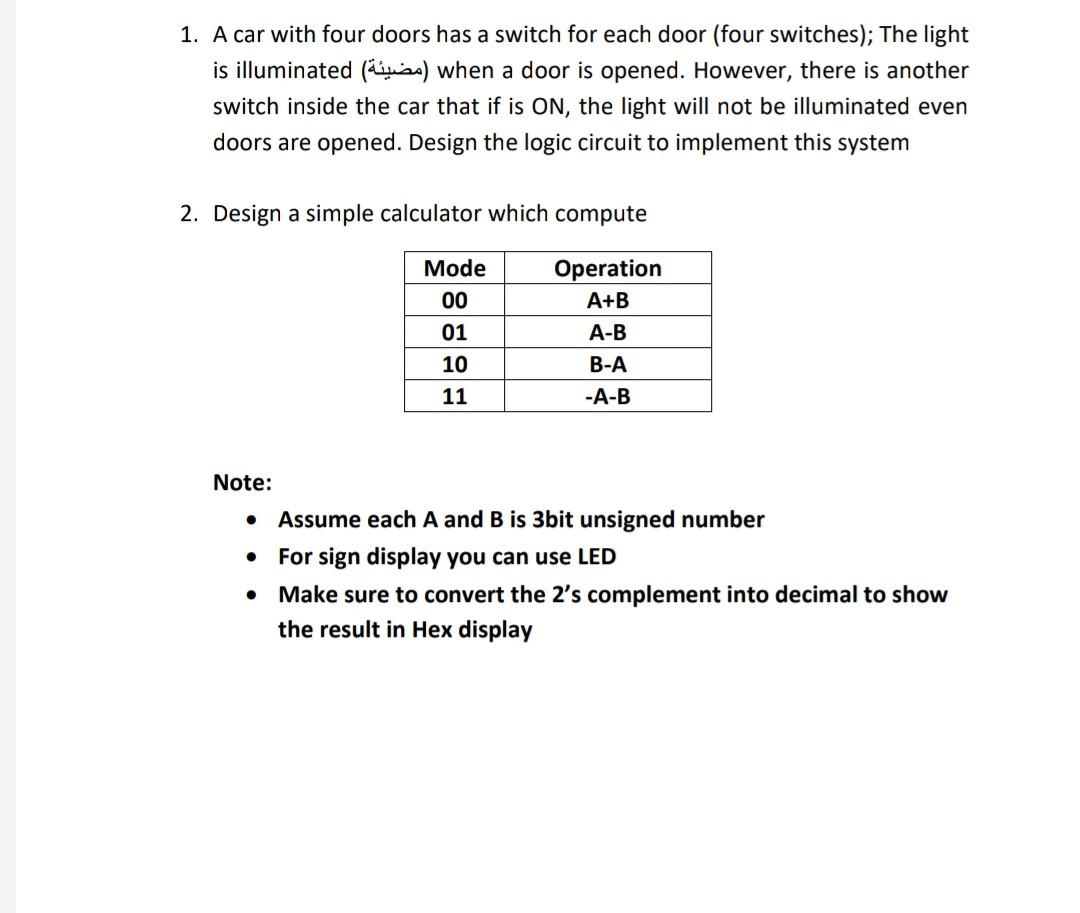 1 A Car With Four Doors Has A Switch For Each Door Four Switches The Light Is Illuminated When A Door Is Opened 1