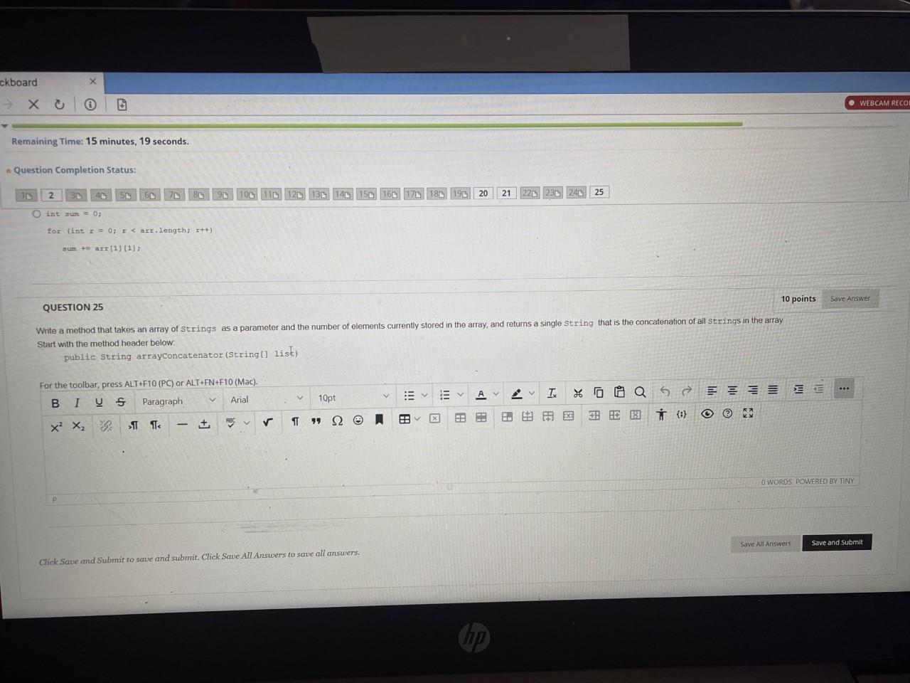 Ckboard X C X P To 2 G Remaining Time 15 Minutes 19 Seconds Question Completion Status 30 46 Oint Sum 0 For In 1