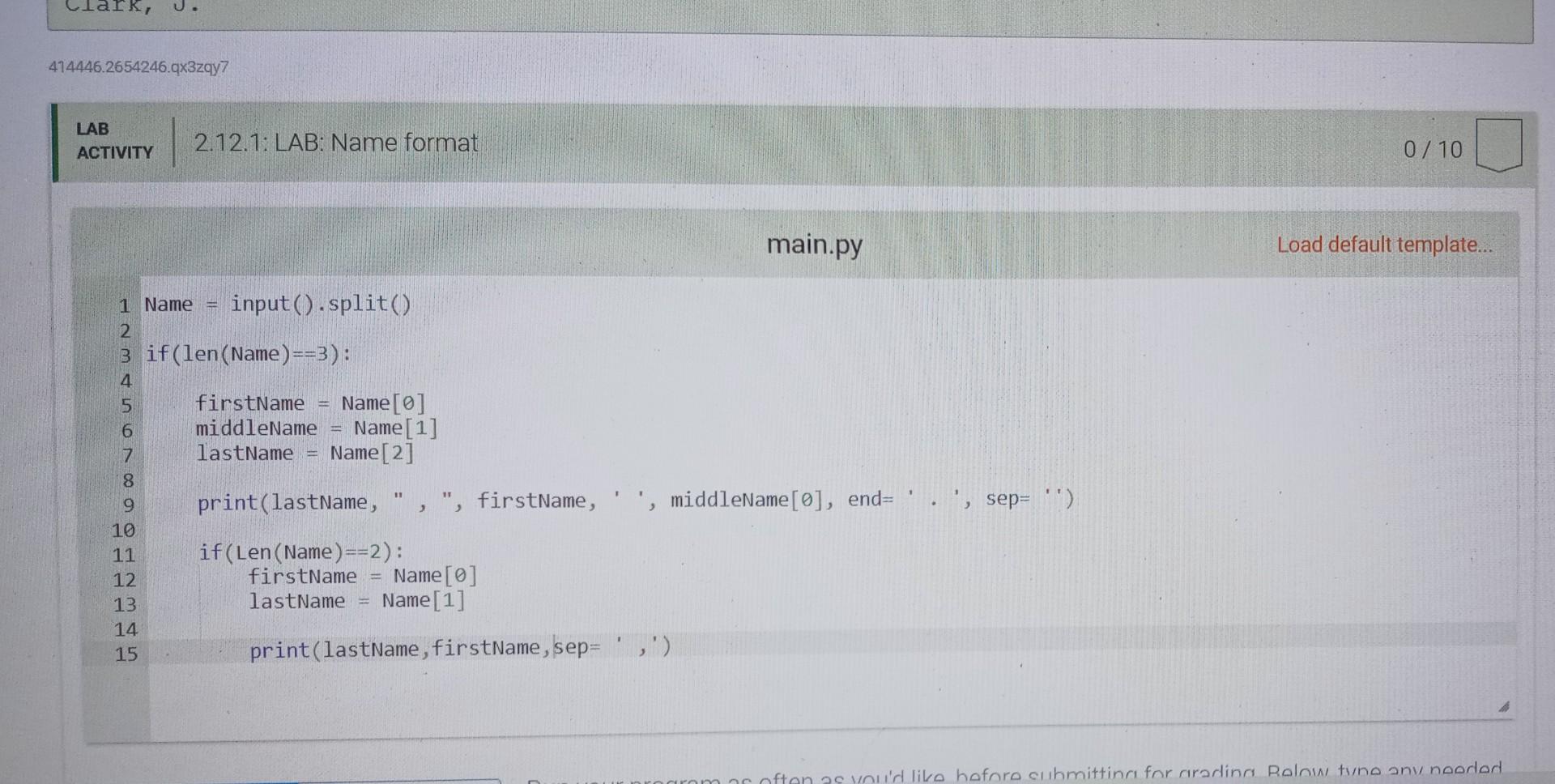 2 12 Lab Name Format Many Documents Use A Specific Format For A Person S Name Write A Program Whose Input Is Firstnam 2