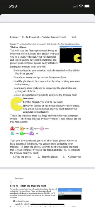 Lesson 7 8 In Class Lab Pacman Treasure Hunt Web Hack The Pi S Terminal And Learn Basic Cybersecurity Skills Through A 4