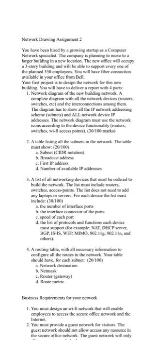 Network Drawing Assignment 2 You Have Been Hired By A Growing Startup As A Computer Network Specialist The Company Is P 1