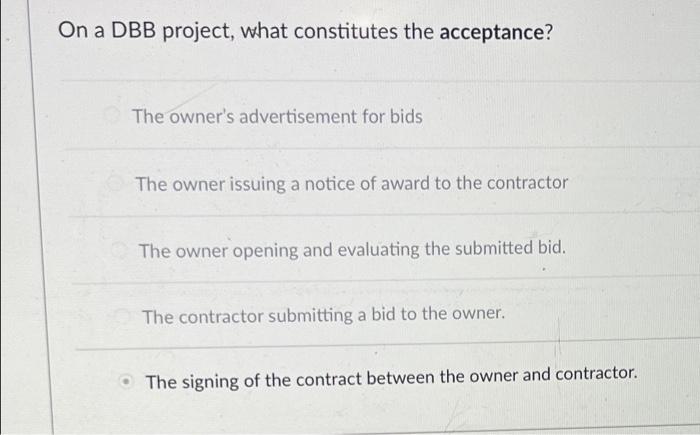On Public Projects A Design Build Contract Is Typically Awarded Is Based On A Two Phase Selection Process That Focus On 5