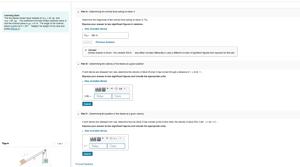 Learning Goal The Two Blocks Shown Have Masses Of Ma 44 Kg And M 67 Kg The Coefficient At Kinetic Friction Between Blo 1