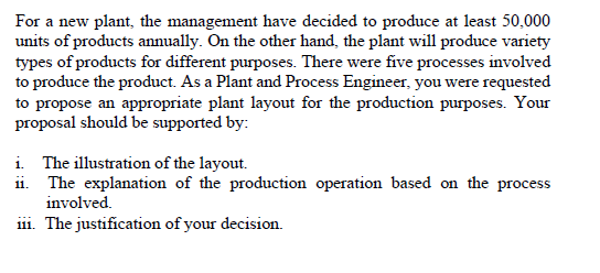 For A New Plant The Management Have Decided To Produce At Least 50 000 Units Of Products Annually On The Other Hand T 1