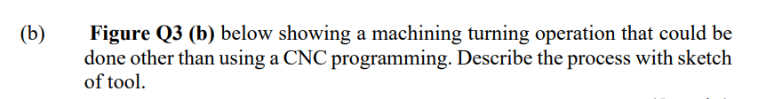 B Figure Q3 B Below Showing A Machining Turning Operation That Could Be Done Other Than Using A Cnc Programming Des 1