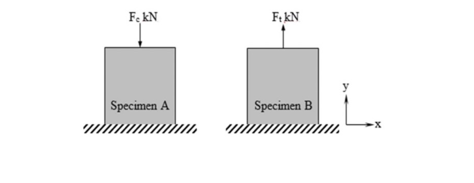 Fc Kn Specimen A Ft Kn Specimen B Y B Figure Q1 Shows Ceramic Specimens Subjected To The Pure Uniaxial Force Specime 1