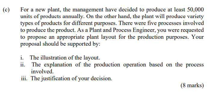 C For A New Plant The Management Have Decided To Produce At Least 50 000 Units Of Products Annually On The Other Han 1