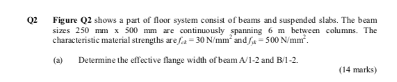B Based On The Analysis In Q2 A Design The Main Reinforcement For The Beam A 1 2 If The Bending Moment M Is 800 Knm 2