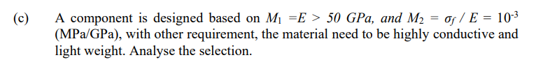 C A Component Is Designed Based On M E 50 Gpa And M Of E 10 Mpa Gpa With Other Requirement The Materia 1