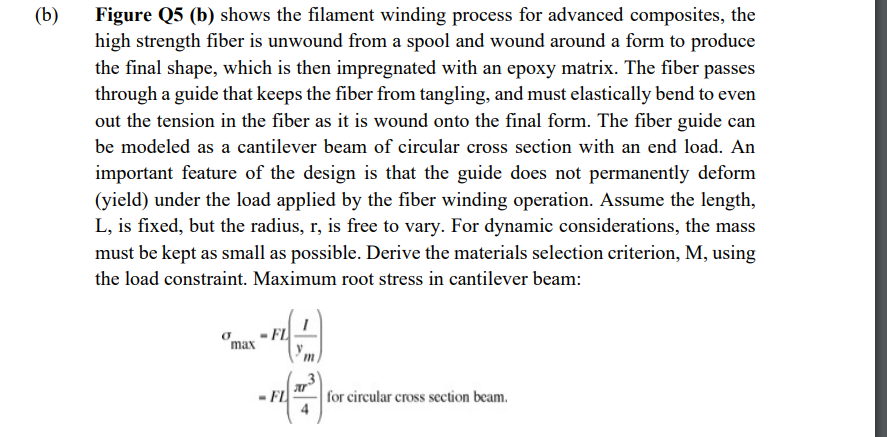 B Figure Q5 B Shows The Filament Winding Process For Advanced Composites The High Strength Fiber Is Unwound From A 1