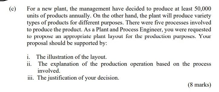 C For A New Plant The Management Have Decided To Produce At Least 50 000 Units Of Products Annually On The Other Han 1