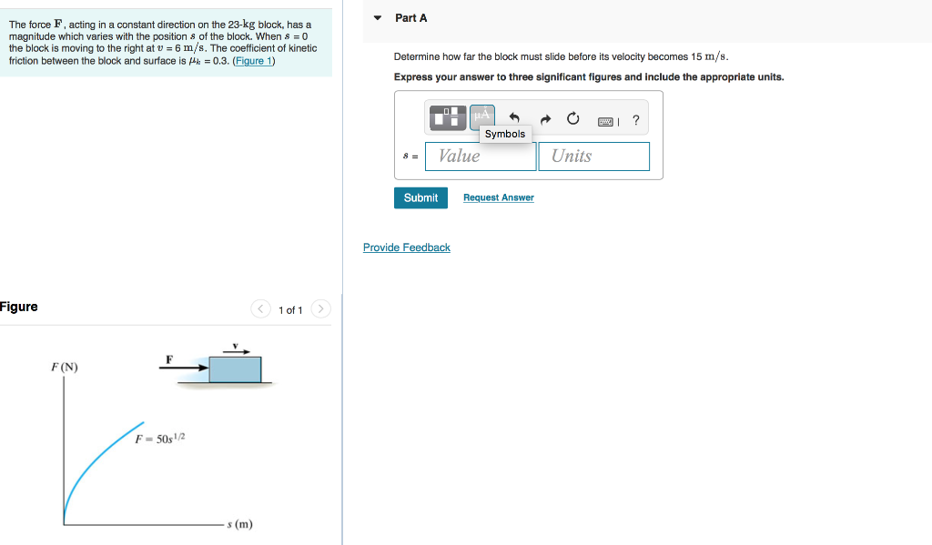 The Force F Acting In A Constant Direction On The 23 Kg Block Has A Magnitude Which Varies With The Positions Of The B 1