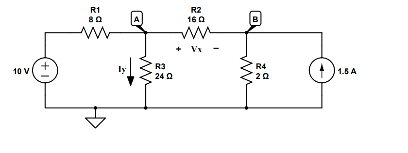 A Use Nodal Analysis To Find The Node Voltages Va And Vb B Determine The Voltage Vx Determine The Current Iy D Det 2